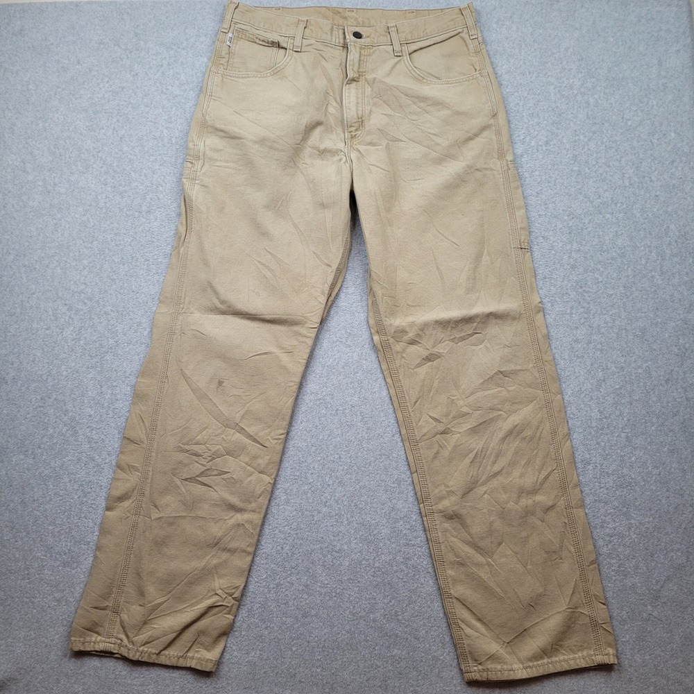 Carhartt FR Work Pants Mens 35x34 Tan Flame Resistant FRB159 DKH Loose Fit